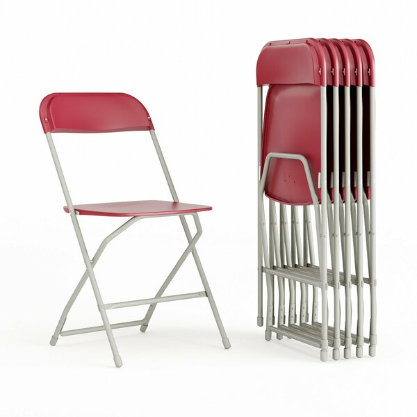 Flash Furniture Hercules Series Plastic Folding Chair Red - 6 Pack 650LB Weight Capacity Comfortable Event Chair-Lightweight Folding Chair 6-LE-L-3-RED-GG